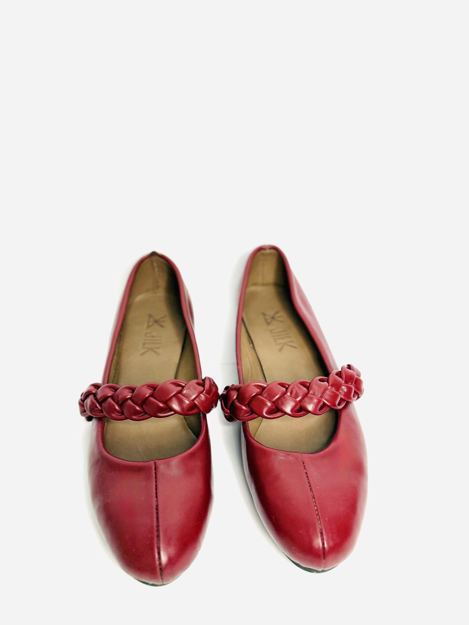 AMINA BRAIDED FLATS - BURGUNDY - Image 4