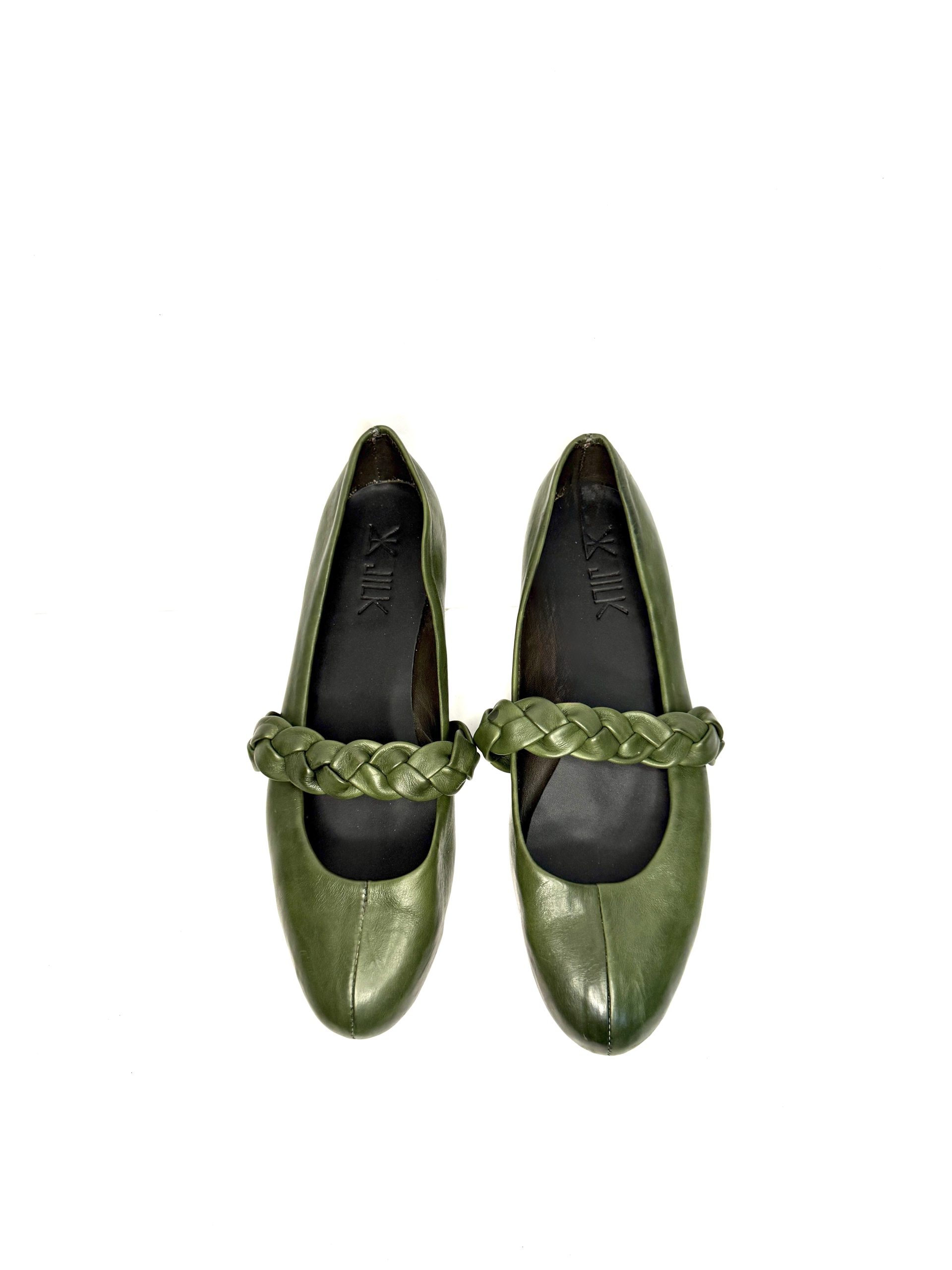 AMINA BRAIDED FLATS - GREEN - Image 2