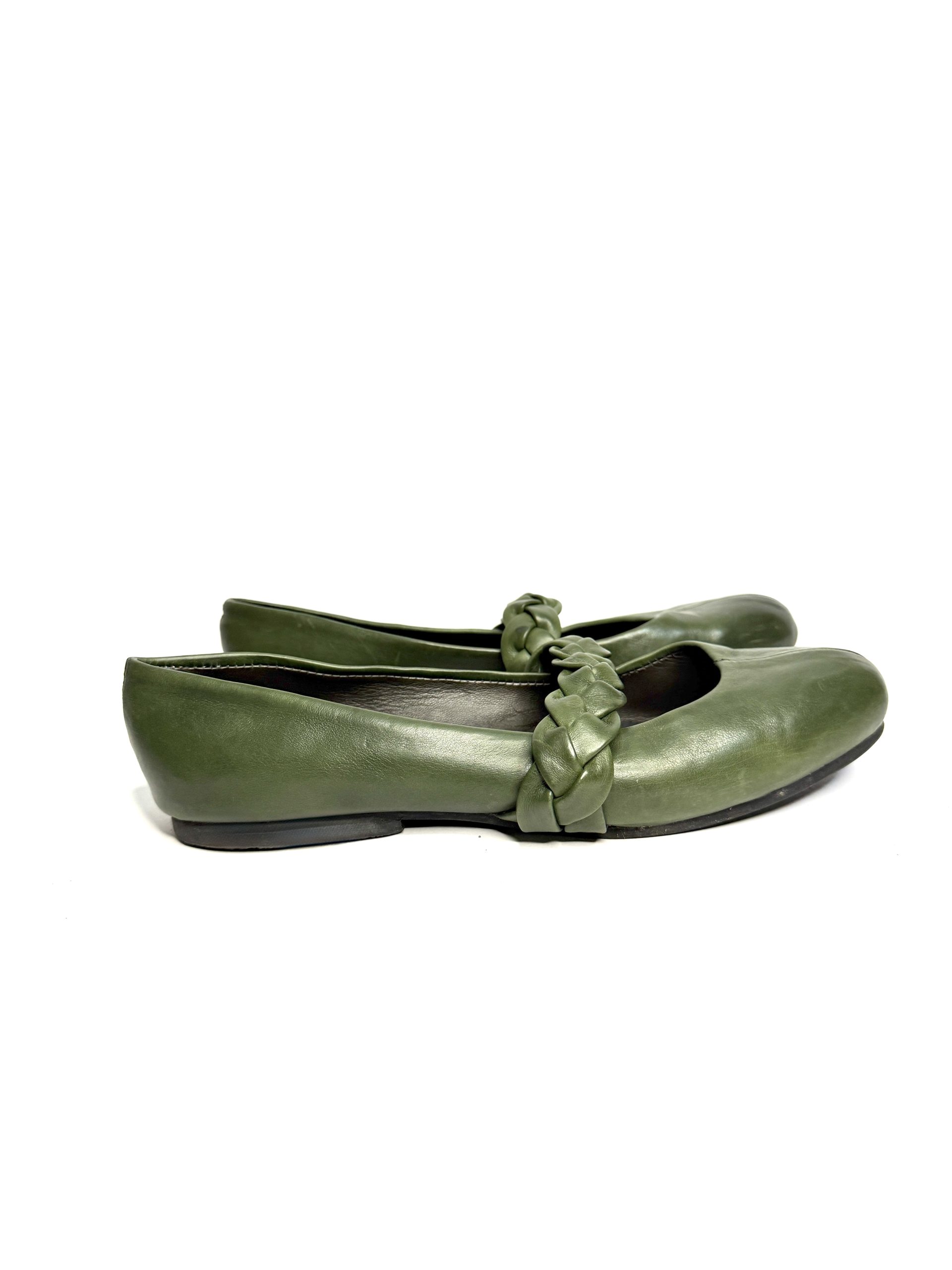 AMINA BRAIDED FLATS - GREEN - Image 3